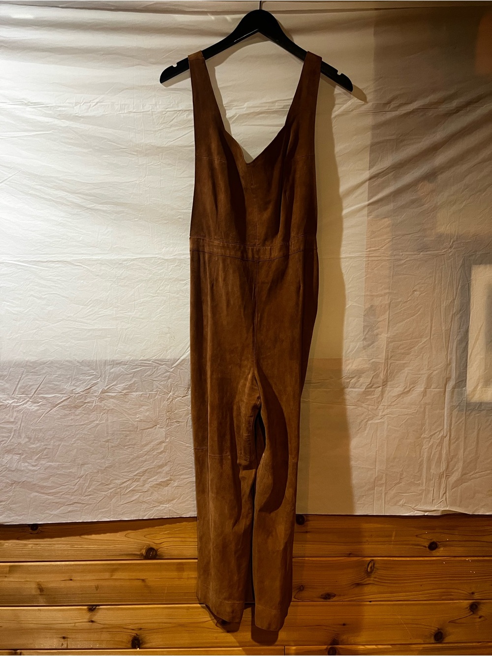 Free People Brown Suede Sleeveless Jumpsuit